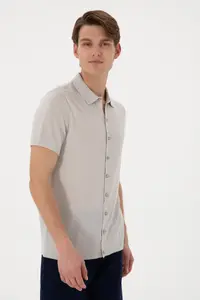 US Polo Assn. Men Regular Fit Light Gray buttoned Knitwear T-Shirt - Image 3