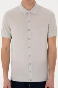 US Polo Assn. Men Regular Fit Light Gray buttoned Knitwear T-Shirt - Image 6