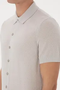 US Polo Assn. Men Regular Fit Light Gray buttoned Knitwear T-Shirt - Image 7