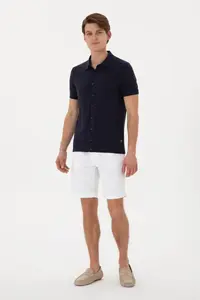 US Polo Assn. Men Regular Fit Navy Blue buttoned Knitwear T-Shirt - Image 4