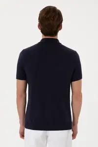 US Polo Assn. Men Regular Fit Navy Blue buttoned Knitwear T-Shirt - Image 5