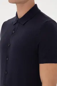 US Polo Assn. Men Regular Fit Navy Blue buttoned Knitwear T-Shirt - Image 7