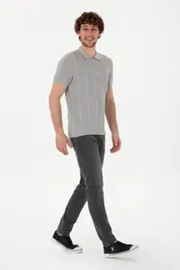 US Polo Assn. Men slim Fit Polo Shirt Collar Light Gray T-Shirt - Image 4
