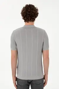 US Polo Assn. Men slim Fit Polo Shirt Collar Light Gray T-Shirt - Image 5