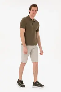 US Polo Assn. Men slim Fit Polo Shirt Collar Khaki Knitwear T-Shirt - Image 4