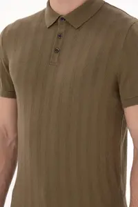 US Polo Assn. Men slim Fit Polo Shirt Collar Khaki Knitwear T-Shirt - Image 7