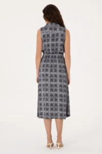 US Polo Assn. Women Navy Blue Polo Shirt Collar Midi Size Weaving Dress - Image 4