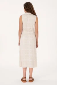 US Polo Assn. Women Sand Polo Shirt Collar Midi Size Weaving Dress - Image 4