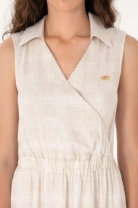 US Polo Assn. Women Sand Polo Shirt Collar Midi Size Weaving Dress - Image 5