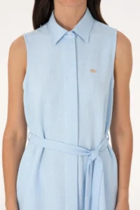 US Polo Assn. Women Light Blue Arched Mini Size Weaving Dress - Image 5