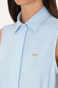 US Polo Assn. Women Light Blue Arched Mini Size Weaving Dress - Image 6