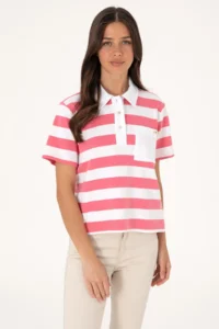US Polo Assn. Women Pink with pocket Polo Shirt Collar T-Shirt