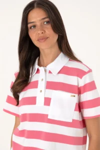 US Polo Assn. Women Pink with pocket Polo Shirt Collar T-Shirt - Image 2