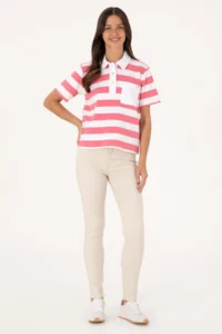 US Polo Assn. Women Pink with pocket Polo Shirt Collar T-Shirt - Image 4