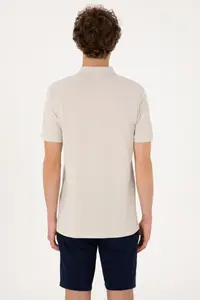 US Polo Assn. Men Regular Fit Zippered Stone T-Shirt - Image 5