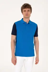 US Polo Assn. Men Regular Fit Navy Blue Polo Shirt Collar T-Shirt