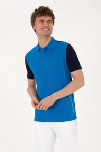 US Polo Assn. Men Regular Fit Navy Blue Polo Shirt Collar T-Shirt - Image 3