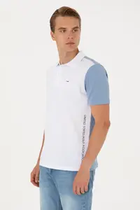 US Polo Assn. Men Regular Fit Blue Polo Shirt Collar T-Shirt - Image 3