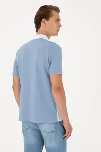US Polo Assn. Men Regular Fit Blue Polo Shirt Collar T-Shirt - Image 5