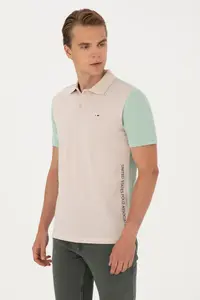 US Polo Assn. Men Regular Fit Water Green Polo Shirt Collar T-Shirt - Image 3