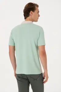 US Polo Assn. Men Regular Fit Water Green Polo Shirt Collar T-Shirt - Image 5