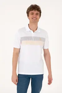 US Polo Assn. Men Regular Fit Khaki Polo Shirt Collar T-Shirt - Image 3
