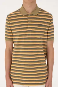US Polo Assn. Men Regular Fit Khaki Polo Shirt Collar Striped T-Shirt - Image 6