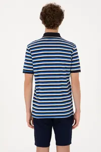 US Polo Assn. Men Regular Fit Navy Blue Polo Shirt Collar Striped T-Shirt - Image 5