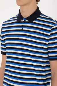 US Polo Assn. Men Regular Fit Navy Blue Polo Shirt Collar Striped T-Shirt - Image 7