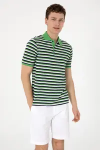US Polo Assn. Men Regular Fit Polo Shirt Collar Green T-Shirt