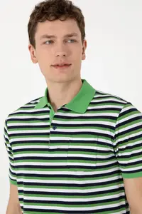 US Polo Assn. Men Regular Fit Polo Shirt Collar Green T-Shirt - Image 2