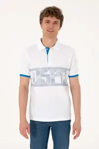 US Polo Assn. Men Regular Fit Polo Shirt Collar White T-Shirt