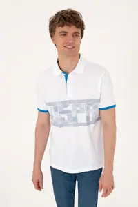 US Polo Assn. Men Regular Fit Polo Shirt Collar White T-Shirt - Image 3