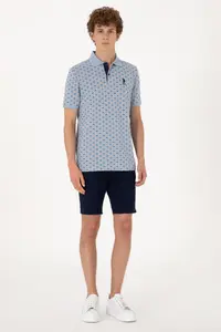 US Polo Assn. Men Regular Fit Light Blue Polo Shirt Collar Patterned T-Shirt - Image 4