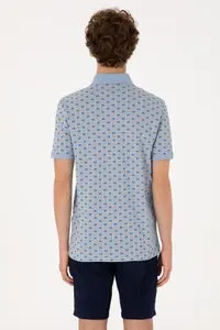US Polo Assn. Men Regular Fit Light Blue Polo Shirt Collar Patterned T-Shirt - Image 5