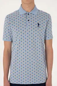 US Polo Assn. Men Regular Fit Light Blue Polo Shirt Collar Patterned T-Shirt - Image 6