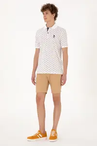 US Polo Assn. Men Regular Fit White Polo Shirt Collar Patterned T-Shirt - Image 4