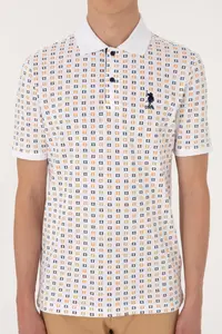 US Polo Assn. Men Regular Fit White Polo Shirt Collar Patterned T-Shirt - Image 6