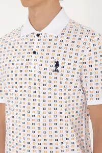 US Polo Assn. Men Regular Fit White Polo Shirt Collar Patterned T-Shirt - Image 7