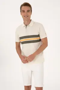 US Polo Assn. Men Regular Fit Cream Polo Shirt Collar T-Shirt - Image 3