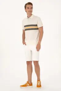 US Polo Assn. Men Regular Fit Cream Polo Shirt Collar T-Shirt - Image 4
