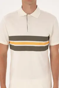US Polo Assn. Men Regular Fit Cream Polo Shirt Collar T-Shirt - Image 6