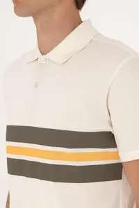 US Polo Assn. Men Regular Fit Cream Polo Shirt Collar T-Shirt - Image 7