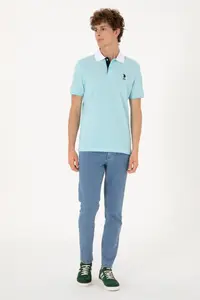 US Polo Assn. Men Regular Fit Polo Shirt Collar Aqua T-Shirt - Image 4