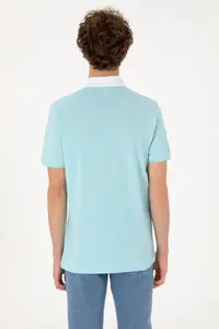 US Polo Assn. Men Regular Fit Polo Shirt Collar Aqua T-Shirt - Image 5