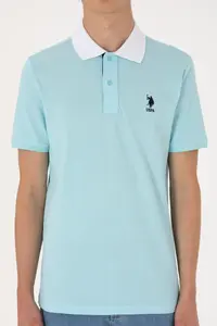 US Polo Assn. Men Regular Fit Polo Shirt Collar Aqua T-Shirt - Image 6