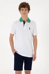 US Polo Assn. Men Regular Fit Polo Shirt Collar White T-Shirt