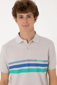 US Polo Assn. Men Regular Fit Polo Shirt Collar Light Gray T-Shirt - Image 2