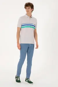 US Polo Assn. Men Regular Fit Polo Shirt Collar Light Gray T-Shirt - Image 4
