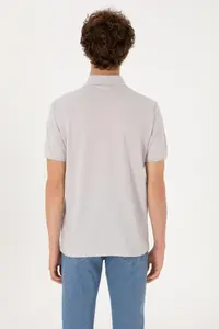 US Polo Assn. Men Regular Fit Polo Shirt Collar Light Gray T-Shirt - Image 5
